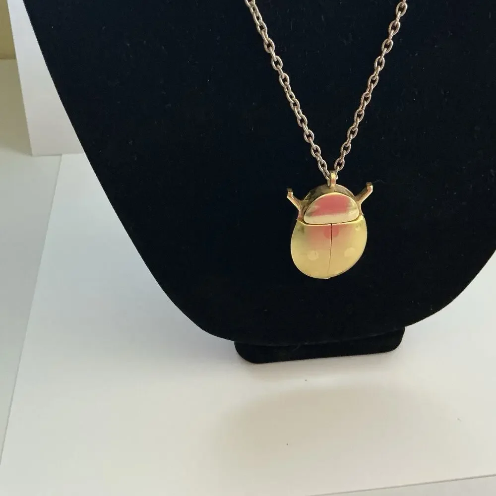 Vintage Cycle Watch Pendant‎ Gold Tone Beetle Gold Tone Chain